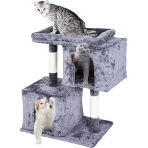 Catcus Cat Tree Tower, 31 inch Cat Tree with Scratching Posts, Cat Tree for Indoor Cats, Small Cat Tower, Cat Playhouse Cat Condos for Adult Cats, Green & Orange (31"+Tower)
