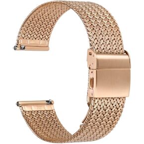 WOCCI Elite Metal Watch Band for Women and Men, Mesh Woven, 316L Stainless Steel, Quick Release, Fold Clasp, Strap Width 14mm 16mm 18mm 20mm 22mm