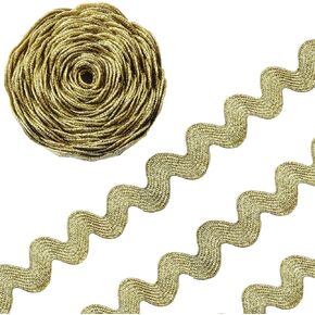 1Roll of Gold 5 Yards Sewing Rick Rack Bending Fringe Trim RIC Rac Jumbo Metallic Lace Ribbon Trim for Sewing Crafts Party Decor