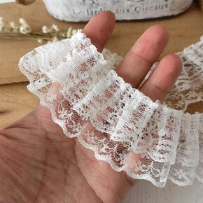 Lace Trim Ribbon, Wide Embroidery Floral Sewing Lace Trim for DIY Craft Sewing, Wedding/Bridal Decoration, Home Decoration, Packaging,3'' Width 5 Yards (White)
