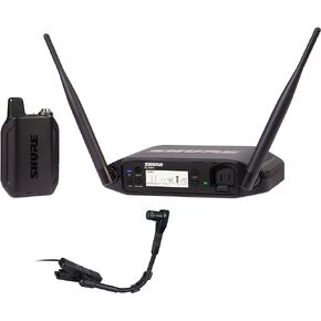 Shure GLXD14R+/B98 Dual Band Digital Wireless Microphone System for Brass, Woodwinds, Percussion - 12-Hour Battery Life, 100 ft Range, Clip-on Instrument Mic, Single Channel Rack Mount Receiver