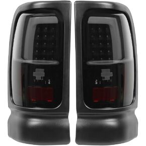 Kojem LED Tail Lights Pair Compatible with 1994-2002 Dodge Ram 1500 2500 3500 LED Tube Bar Tube Taillight Brake Turn Signal Lamps Pair Black Housing & Smoke Lens Replacement for CH2800122 CH2801122