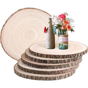 6 Pcs 12-14 Inches Wood Slices for Centerpieces Large Wood Rounds,Wood Centerpieces for Tables,Round Wooden Discs for DIY Craft,Baby Shower,Wedding,Christmas,Table Decor