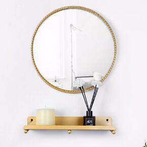 Entryway Mirror with Shelf and Key Holder, Key Hook with Mirror Decorative Metal Frame Bathroom Mirror Small Wall Mirror for Bedroom, Living Room 13.8 Inch