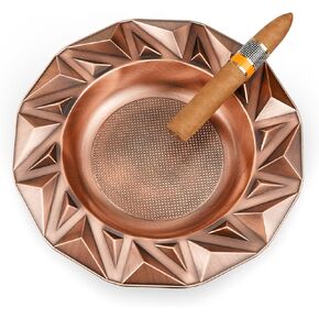 Multi-tube Roundmetal Cigar Ashtray Durability Big Ashtrays for 8" Cigarettes Large Rest Outdoor Cigars Ashtray for Patio/Outside/Indoor Ashtray (rose)