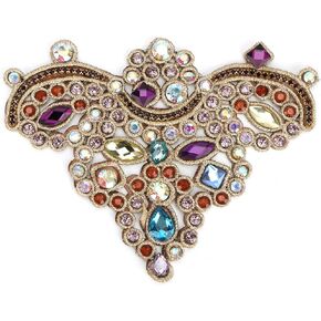 2 Pieces Rhinestone Applique, Crystal Applique Faux Pearl Patch Sew on Appliques DIY Crystals Patch Sewing Appliques Wedding Hair Appliques for Clothes Wedding Dress Shoes Bag (08 red)