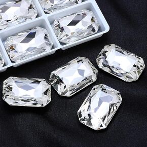 DONGZHOU Teardrop Crystal Rhinestones, Large Rhinestones Glitter Stones Glass Gemstones for Crafts, Jewelry Making, Shoes, Clothes, 30 x 20 mm, 8 Pieces