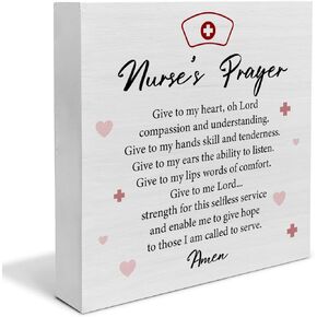 Nurse Wood Box Sign Decor Desk Sign Nursing Gifts Nurse's Prayer Wooden Box Block Sign Rustic Home Graduation Party Decoration Grad Gift