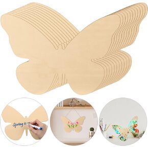 Anglechic 12 Pack 12 Inch Blank Butterflies Cutout Unfinished Slices Wooden Butterflies for Crafts Butterflies Ornaments Wooden Things to Paint Door Hanger Decor for Spring Wedding Farmhouse Decor
