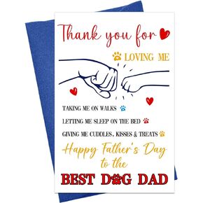 Happy Fathers Day Card from Dog Puppy - Best Dog Dad Funny Fathers Day Gift Card for Dog Dad - Dog Dad Gifts Card for Men Him Dog Lover - Dog Dad Greeting Card with Envelope