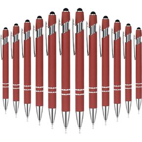 Ballpoint Pens with Stylus Tip, Soft Touch Click Stylus Pen, 2 in 1 Retractable Metal Stylus Pens, Black Ink, for Birthday Anniversaries Graduation Home and Office, 4 Colors (12 Count)
