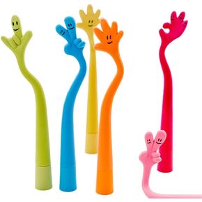 Funny live Bendable Ballpoint Pen Bending Hand Gesture Ballpoint Pen Free to Bend Cute Cartoon Silicone Gesture Ballpoint Pen,0.7mm Black Ink,6 Pcs/Set