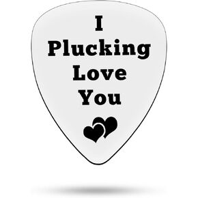 Silver Guitar Pick Boyfriend Gifts I Plucking Love You Guitar Pick Anniversary Present for Him Men Musical Guitar Player Jewelry Gift for Husband Boyfriend Fiance Dad Valentine Christmas Birthday Gift