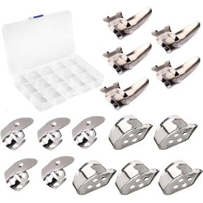 15pcs Guitar Thumb Finger Picks Set Metal Guitar Thumb Finger Picks with Storage Box for Gutiar Bass Ukulele Banjo Silver