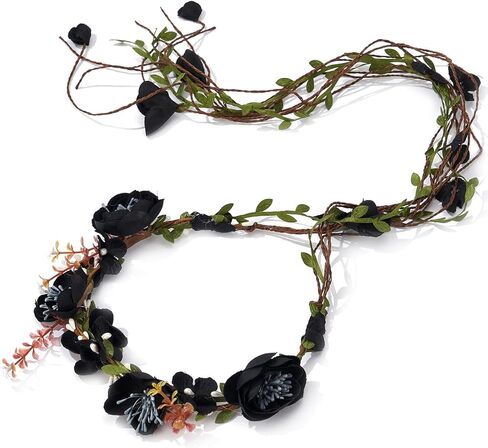 Newly arrived Rattan Flower Vine Crown Tiaras Necklace Belt Party Decoration (Black) in Saudi Arabia
