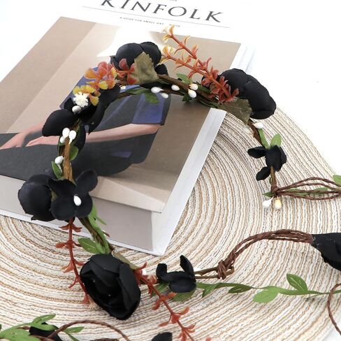 Newly arrived Rattan Flower Vine Crown Tiaras Necklace Belt Party Decoration (Black) in Saudi Arabia