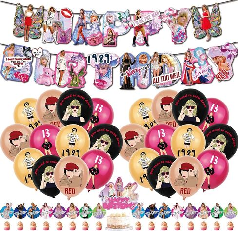 Birthday Decorations Party Backdrop, Happy Birthday Banner Sign Cake Topper, Stickers,Latex Balloons For Music Birthday Party Supplies in Saudi Arabia