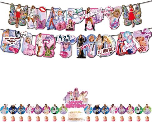 Birthday Decorations Party Backdrop, Happy Birthday Banner Sign Cake Topper, Stickers,Latex Balloons For Music Birthday Party Supplies in Saudi Arabia