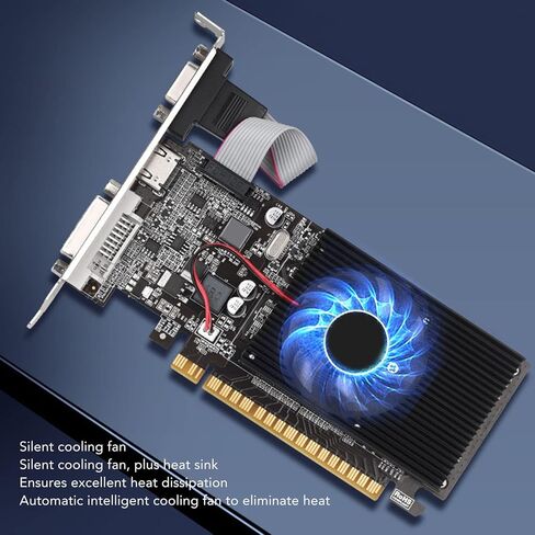 بطاقة رسومات GT610 للمكتب، بطاقة رسومات فيديو DDR3 بسعة 1 جيجابايت مع واجهة VGA DVI، بطاقة رسومات ألعاب 64 بت 810 ميجاهرتز مع مروحة تبريد صامتة in Kuwait