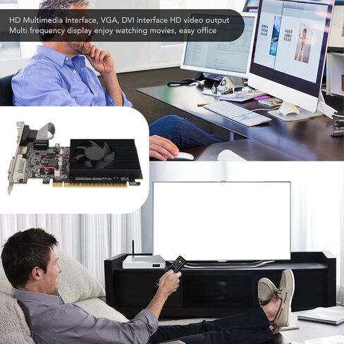 بطاقة رسومات GT610 للمكتب، بطاقة رسومات فيديو DDR3 بسعة 1 جيجابايت مع واجهة VGA DVI، بطاقة رسومات ألعاب 64 بت 810 ميجاهرتز مع مروحة تبريد صامتة in Kuwait