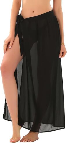 Womens Sarong Beach Coverups Chiffon Long Bikini Sheer Wrap Skirt Bathing Suit in Kuwait