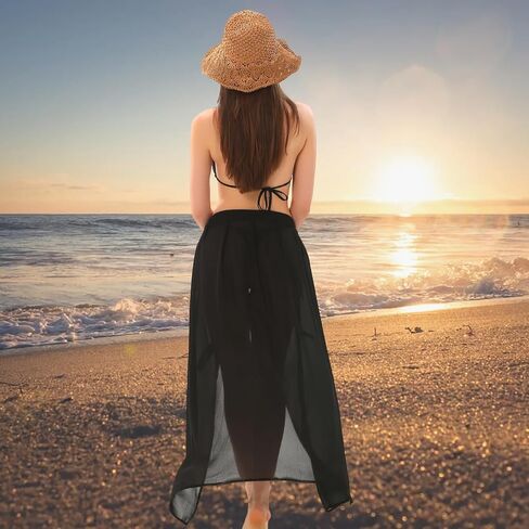 Womens Sarong Beach Coverups Chiffon Long Bikini Sheer Wrap Skirt Bathing Suit in Kuwait