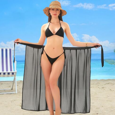 Womens Sarong Beach Coverups Chiffon Long Bikini Sheer Wrap Skirt Bathing Suit in Kuwait
