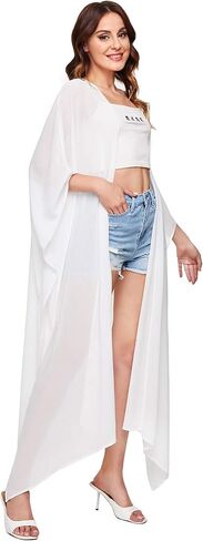 SweatyRocks Women's Flowy Kimono Cardigan Open Front Maxi Dress in Kuwait