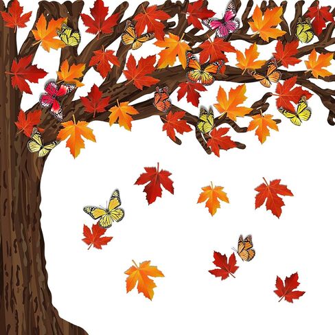 60 Pieces 70 x 55 Inch Classroom Big Tree Bulletin Board Set with Leaves and Butterflies, Woodland Whimsy Decor with 180 Pieces Removable Glue Point Dots for School Decoration (Light Green Leaves) in Saudi Arabia