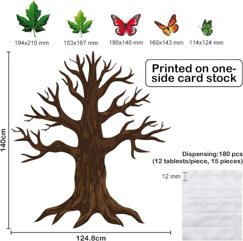 60 Pieces 70 x 55 Inch Classroom Big Tree Bulletin Board Set with Leaves and Butterflies, Woodland Whimsy Decor with 180 Pieces Removable Glue Point Dots for School Decoration (Light Green Leaves) in Saudi Arabia