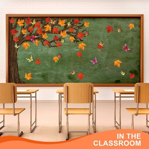 60 Pieces 70 x 55 Inch Classroom Big Tree Bulletin Board Set with Leaves and Butterflies, Woodland Whimsy Decor with 180 Pieces Removable Glue Point Dots for School Decoration (Light Green Leaves) in Saudi Arabia