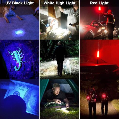 UV Flashlight Black Light, USB Rechargeable Flashlight with Magnetic Base - 1000lm High Light, Side Light, 7 Modes, Zoomable, Waterproof – LED Torch for Mechanics Pet Urine Stains Detection (1) in Saudi Arabia