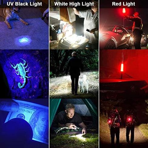 UV Flashlight Black Light, USB Rechargeable Flashlight with Magnetic Base - 1000lm High Light, Side Light, 7 Modes, Zoomable, Waterproof – LED Torch for Mechanics Pet Urine Stains Detection (1) in Saudi Arabia