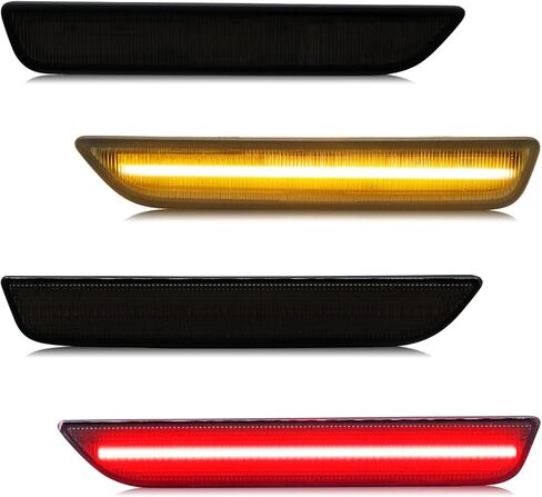 استبدال ضوء علامة الجانب LED لموستانج 2010-2014، 4 قطعة مصابيح جانبية أمامية كهرمانية خلفية حمراء in Kuwait