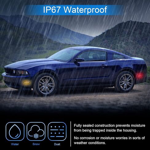 استبدال ضوء علامة الجانب LED لموستانج 2010-2014، 4 قطعة مصابيح جانبية أمامية كهرمانية خلفية حمراء in Kuwait