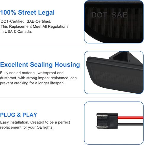 استبدال ضوء علامة الجانب LED لموستانج 2010-2014، 4 قطعة مصابيح جانبية أمامية كهرمانية خلفية حمراء in Kuwait