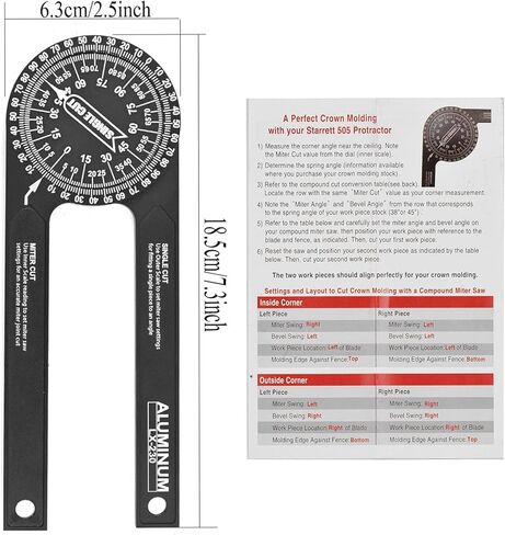 Miter Saw Protractor 7"Aluminum Angle Finder Miter Gauge Protractor with High Precision Scales Inside and Outside Miter Angle Finder Suitable for Carpenters/Renovation Work/Metal/All Building Trades in Saudi Arabia
