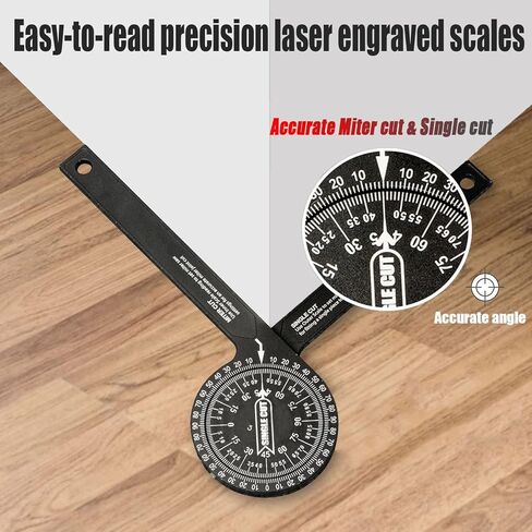 Miter Saw Protractor 7"Aluminum Angle Finder Miter Gauge Protractor with High Precision Scales Inside and Outside Miter Angle Finder Suitable for Carpenters/Renovation Work/Metal/All Building Trades in Saudi Arabia