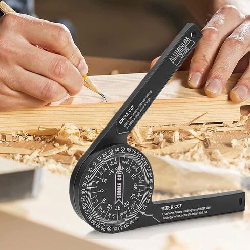 Miter Saw Protractor 7"Aluminum Angle Finder Miter Gauge Protractor with High Precision Scales Inside and Outside Miter Angle Finder Suitable for Carpenters/Renovation Work/Metal/All Building Trades in Saudi Arabia
