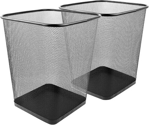 Greenco Small Trash Cans for Home or Office, 2pk, 6 Gallon Black Mesh Square Home/Office Trash Can, Lightweight, Sturdy for Under Desk, Kitchen, Bedroom, Den, or Recycling Can, 6 Gallon Square Trash in Saudi Arabia
