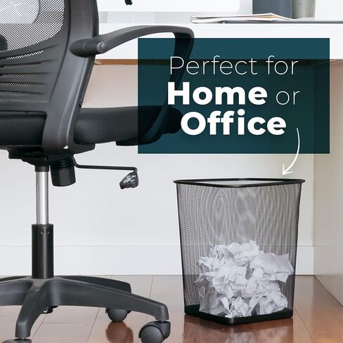 Greenco Small Trash Cans for Home or Office, 2pk, 6 Gallon Black Mesh Square Home/Office Trash Can, Lightweight, Sturdy for Under Desk, Kitchen, Bedroom, Den, or Recycling Can, 6 Gallon Square Trash in Saudi Arabia
