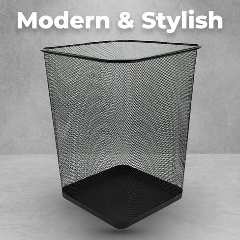 Greenco Small Trash Cans for Home or Office, 2pk, 6 Gallon Black Mesh Square Home/Office Trash Can, Lightweight, Sturdy for Under Desk, Kitchen, Bedroom, Den, or Recycling Can, 6 Gallon Square Trash in Saudi Arabia