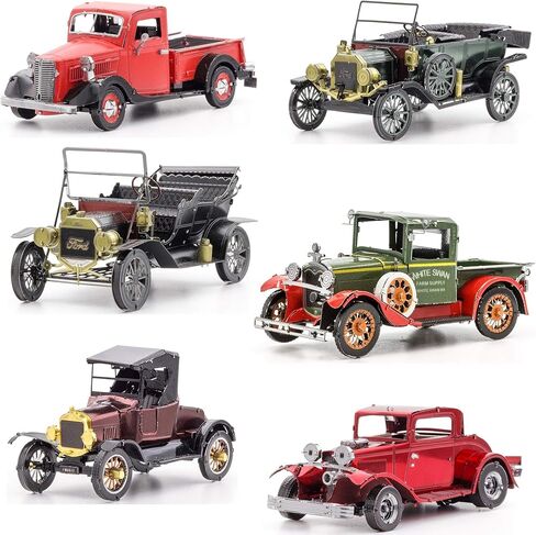 Fascinations Metal Earth 3D Metal Model Kits Ford Set of 6-1908 Model T Dark Green - 1910 Model T - 1931 Model A - 1932 Coupe - 1937 Pickup - 1925 Model T Runabout in Kuwait