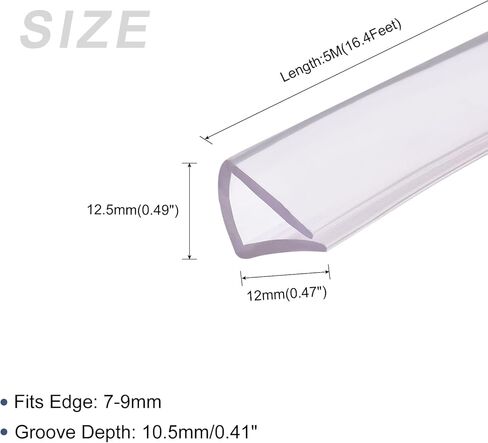 Edge Trims (5M/16.4Feet) 1Pcs, PVC U-Seal Fits 7-9mm Edge Seal Strip - for Home Door Window Seals, Transparent in Saudi Arabia