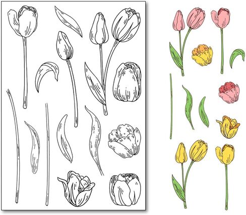 Silhouette Flowers Clear Stamps for Card Making or Journaling Silhouette Dandelion Daisy Lavender Silicone Stamps for Scrapbooking Photo Album and Other Paper Crafts Decoration in Kuwait