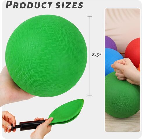 3 ثعالب ملعب الكرة مع مضخة الهواء، 8.5 بوصة نفخ دودج الكرة كرة اليد المطاط كيكبول لا كرات اللدغة للأطفال ألعاب الكرة الصالة الرياضية معسكرات اليوغا تمارين داخلي في الهواء الطلق الأخضر in Kuwait