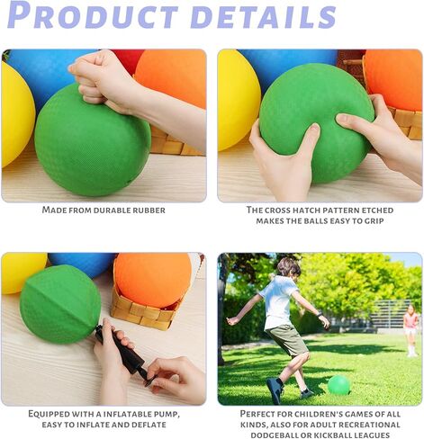 3 ثعالب ملعب الكرة مع مضخة الهواء، 8.5 بوصة نفخ دودج الكرة كرة اليد المطاط كيكبول لا كرات اللدغة للأطفال ألعاب الكرة الصالة الرياضية معسكرات اليوغا تمارين داخلي في الهواء الطلق الأخضر in Kuwait
