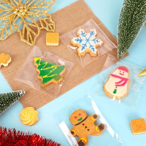 Qtop Cookie Bags 120 pcs Candy Bags Clear Plastic Bags 5" x 7" -1.57 mils Thick Self Sealing OPP Cello Bags, Self Adhesive Bags for Bakery Cookies Goodies Favor Decorative Wrappers in Saudi Arabia