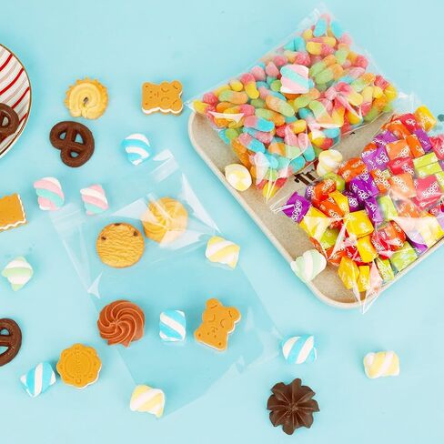 Qtop Cookie Bags 120 pcs Candy Bags Clear Plastic Bags 5" x 7" -1.57 mils Thick Self Sealing OPP Cello Bags, Self Adhesive Bags for Bakery Cookies Goodies Favor Decorative Wrappers in Saudi Arabia