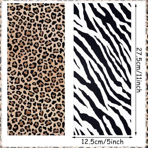 100 Pieces Leopard and Zebra Print Cellophane Bags Animal Print Party Supplies Bags Sealable Treat Bags with a Roll of White Ribbon for Chocolate Candy Snacks Cookies Zoo or Jungle Party in Saudi Arabia